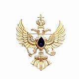 Broche de águila de dos cabezas Alas de cristal Corona Pin de solapa Collar de moda Broche Insignia vintage Abrigo Traje Falda Tachuelas Accesorios para hombres Adolescentes Mujeres (Oro)