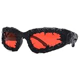 MEGAVOW Gafas de Sol de Hombre Punk, Gótico Moda Hip-hop Gafas de sol Decorativas Hechas a Mano, para Halloween Fiesta Outfit Estilo Todos Días, Rojo
