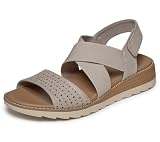 Skechers Arch FIT Oasis B Perf - Sandalias Planas para Mujer, Color Gris Pardo, Talla 7