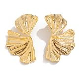 HSAJS Pendientes Mujer Hoja de Ginkgo de Metal Exagerado Pendientes Geométricos de Acero Inoxidable Hipoalergénicos Grandes Regalos Joyas Joyeria Fiesta para Mujeres Niñas
