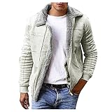 Duohropke Chaqueta de piloto para hombre de invierno cálido con forro de cuero, chaqueta de felpa tipo teddy, bomber, chaqueta de softshell, chaqueta de transición, chaqueta de campo, chaqueta de