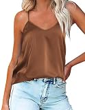 Ekouaer Camisetas sin Mangas de Satén Conjunto para Mujer Sexys Camisetas de Seda con Tirantes Finos y Cuello en V