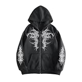 Sudadera con capucha gótica hombre Y2K Cárdigan de felpa con cremallera