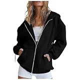 Sudadera Mujer Cremallera con Capucha Manga Larga Casual Sudaderas Chaqueta Entretiempo Anchas Sweatshirt Chaquetas Hip Hop Otoño Invierno Streetwear Ropa S-3XL