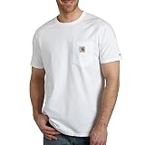 Carhartt Force-Camiseta de Manga Corta con Bolsillo y Ajuste Relajado Camisa de utilidades de Trabajo, Blanco, L para Hombre