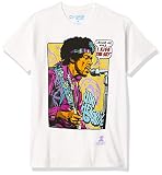 Liquid Blue Jimi Hendrix Pop Art 'Scuse Me While I Kiss The Sky - Camiseta, Blanco, L