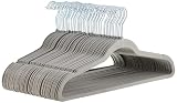 Amazon Basics Paquete de 50 perchas, antideslizantes, delgadas, con acabado de terciopelo, color gris