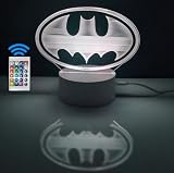 famvacor Lampara LED decorativa superheroes logotipo escudo Batman Mando a distancia 16 colores (Batman)