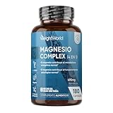 Magnesio Complex 1700mg, 180 Cápsulas Veganas, 400mg de Magnesio Elemental