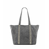 MODELISA - Bolso Hombro Antelina Shopper Casual Tachuelas Mujer (Gris)