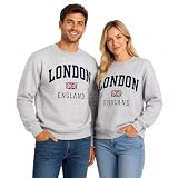 British Heritage Brands LE201GN - Sudadera Unisex de Londres, Color Gris y Azul Marino Gris Gris X-Small