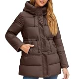 Genérico Chaqueta Termica Mujer Abrigo Acolchado Mujer Chaqueta para Uso Casual Y Laboral Plumifero De Plumas para Senderismo Cazadora para Viajes Ropa Casual con Cremallera Cafe M