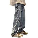 Pantalones vaqueros holgados para hombre Y2K, pantalones vaqueros vintage con estrella, pantalones vaqueros retro desgastados, hip hop, ropa de calle, corte holgado, pantalones de ocio, pantalones de