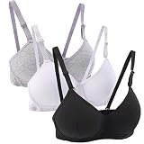 Yintry Sujetador Deportivo de algodón para niña Adolescente con Correa Ajustable Desmontable Bralette,Paquete de 3, A-Cup