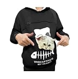 Sudadera con Capucha para Mujer con Bolsillo Porta Mascota Sudadera Holgada Suave con Cremallera Diseño de Gato para Llevar Gato para Uso Diario