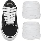 NDTEZUGT 8mm Cordones Planos para Vans Skate Zapatillas (Blanco,54'/140cm)