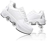 Zapatillas con Ruedas Niños Skateboarding Multiusos 2 En 1 Patines Zapatillas Quad Rued Sneakers Moda Regalo de Cumpleaños Niños y Niñas