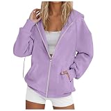 Sudadera Ancha con Capucha y Cremallera para Mujer Chaqueta Streetwear de Estilo Hip Hop, Oversize Holgada para Running Yoga y Gimnasio Ropa Urbana de Otoño Invierno (2-Light Purple, XXXL)