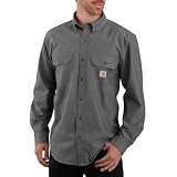 Carhartt Mens Original Fit Long Sleeve Work Utility Button Down Shirt, Black Chambray, XX-Large US