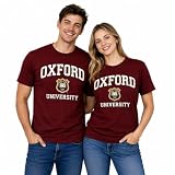 British Heritage Brands - Aplique unisex Oxford University Embroidered T Shirt Maroon marrn XS