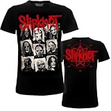 Slipknot Camiseta Máscara Camiseta Mask Doble Impresión - Ropa Rock Hombre - T Shirt Hombre de Algodón - T Shirt Años 80 Mujer - Punk Rock (FR/ES, Letras, S, Regular, Regular, Negro)