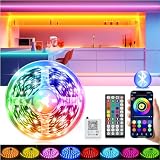Luces LED Habitación, Tira LED 15 Metros, Tiras LED RGB Control de Remoto y App 16 Milliones de Colores LED Strip lights, Sincronización Musical Bluetooth, Luces de Tiras Led Para Fiesta Hogar TV Bar