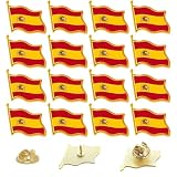AEIXYA Bandera de España Pin de Solapa, 16 Unidades Lote de Pines de Bandera Española para Coleccionistas, Regalo de Orgullo Nacional para Eventos Deportivos, Fiestas Nacionales, Colegios