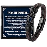 Rebundex Pulsera Hombre Cuero Regalos Originales para Hombre Regalos Cumpleaños San Valentin Navidad Aniversario Pareja Novio Marido