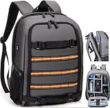 Horfccid Mochila para Cámara 23L Paquete de Cámara Fotografía Profesional Mochila, Cámara DSLR Compatible, Computadora Portátil de 15,6', Trípode (Gris-3)