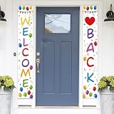 Banner de Decoración Welcome Back, Banner de Decoración Bienvenida a Casa, Banner de Puerta para Recibir a los Que Regresan 2 Piezas, Decoración para Interiores y Exteriores, Blanco y Colorido, 70.8 x