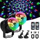 URAQT Bola de Discoteca, 2PCS 7 Colores RGB Luces Discoteca con Sonido Activado Y Control Remoto, 360 ° Rotación Bola Discoteca, 3Modos (Música/Automático/Flash) para KTV Navidad Fiesta Boda Bar