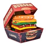 Calcetines Hamburguesa Hombre, 2 Pares, Regalo Original Navidad Cumpleaños