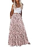 Hotouch Falda Mujer Verano Largos Línea A Faldas con Bolsillos Z-Flower-A M