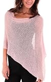 SHU-SHI - Jersey de estilo capa para mujer - Con transparencias - Punto ligero - Talla única - Rosa colorete