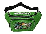 Theonoi Minecraft - Riñonera para Niños, Bolso de Hombro, Bolsa de Viaje para Teléfono Móvil y Dinero, Ideal para Escuela y Deporte al Aire Libre, Verde, Talla Única