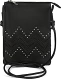 styleBREAKER Mini Bolso Bandolera Mujer con Tachuelas 14x19 cm,Negro