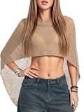 Navneet Poncho Transparente de Punto para Mujer Chal de Ganchillo