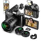 Cámara Digital 6K 64MP con WiFi, Zoom Digital 16X Autofocus Tarjeta SD 64GB