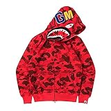 LIAOPUFUS Sudadera Bape Shark con Capucha Hombre Pullover Deportivo de Moda Estampada (1 Rojo, L)