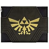 Legend of Zelda Textured Golden Triforce Billetera/Cartera Bi-Fold Tarjetero ID & Tarjetero, Negro