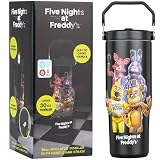 Get Trend Five Nights at Freddy's Vaso Termico 850 ml, Botella Acero Inoxidable con Pajita y Asa, Mantiene Frío 12 h y Caliente 5 h, Tapa a Prueba de Fugas, BPA Free