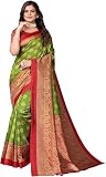 IMTRA FASHION Sari De Seda De Arte Impreso Verde Tradicional Indio Con Pieza De Blusa-SELENA GREEN