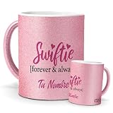 Taza personalizada | Regalo Taylor Swift Forever | Edición Purpurina Rosa | Mensaje para Fans | Pon el nombre o texto que quieras | Cerámica Glam Rosa | Tazas para Leche, Café, Té ... | 350 ML