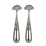 Pendiente con forma de lágrima y cabezal de abanico (PLATA VIEJA)