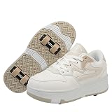 Mateju Zapatos con Ruedas para Niños y Niñas, Patines Multiusos 2 en 1, Zapatillas Deportivas al Aire Libre con 4 Ruedas Retráctil, Zapatillas de Skateboarding de Moda