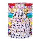 Shengxi 14 Piezas Pulseras de Amistad TS Juego Inspirado en Álbum y Concierto Pulseras Bohemias Coloridas Apilables para Fans de TS