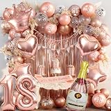 18 Años Decoracion Cumpleaños Oro Rosa, 18 Globos de Cumpleaños niña