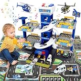 FORMIZON Garaje Coches para Niños de 5 Plantas, Garaje de Estacionamiento de Juguete Grande, Parking Infantil con Pista de Automóviles, 8 Coches, 3 Helicópteros, Ascensor y Mapa Grande