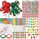 Paquete de 24 suministros de fiesta de Navidad, regalos de devolución para fiestas, estudiantes, regalos de papelería de profesores, piruletas gigantes con tarjetas de regalo, lápices, gomas de borrar