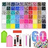 60 Colores Bedazzling Kit 48000 Strass Para Pegar 3 mm Diamantes | para Manualidades Ropa Zapatos Nail Art, con Pegamento Pinzas y Bolígrafo